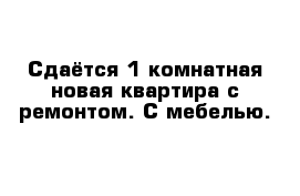 Сдаётся 1 комнатная новая квартира с ремонтом. С мебелью.